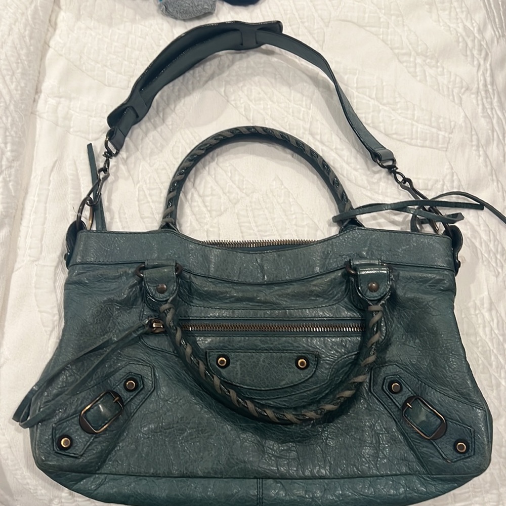 Balenciaga Teal Leather Bag